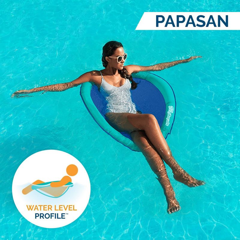 SwimWays Spring Float Papasan Inflatable Pool Lounger with Hyper-Flate Valve - Aqua