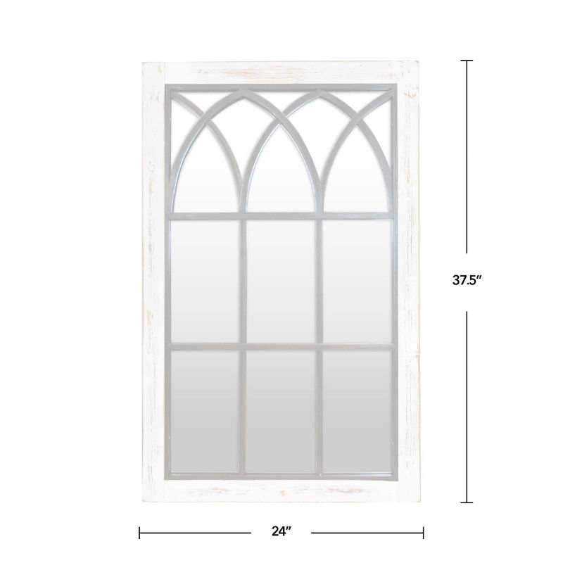24" x 1" x 37.5" Vista Arched Farmhouse Window Mirror Distressed White - FirsTime & Co.