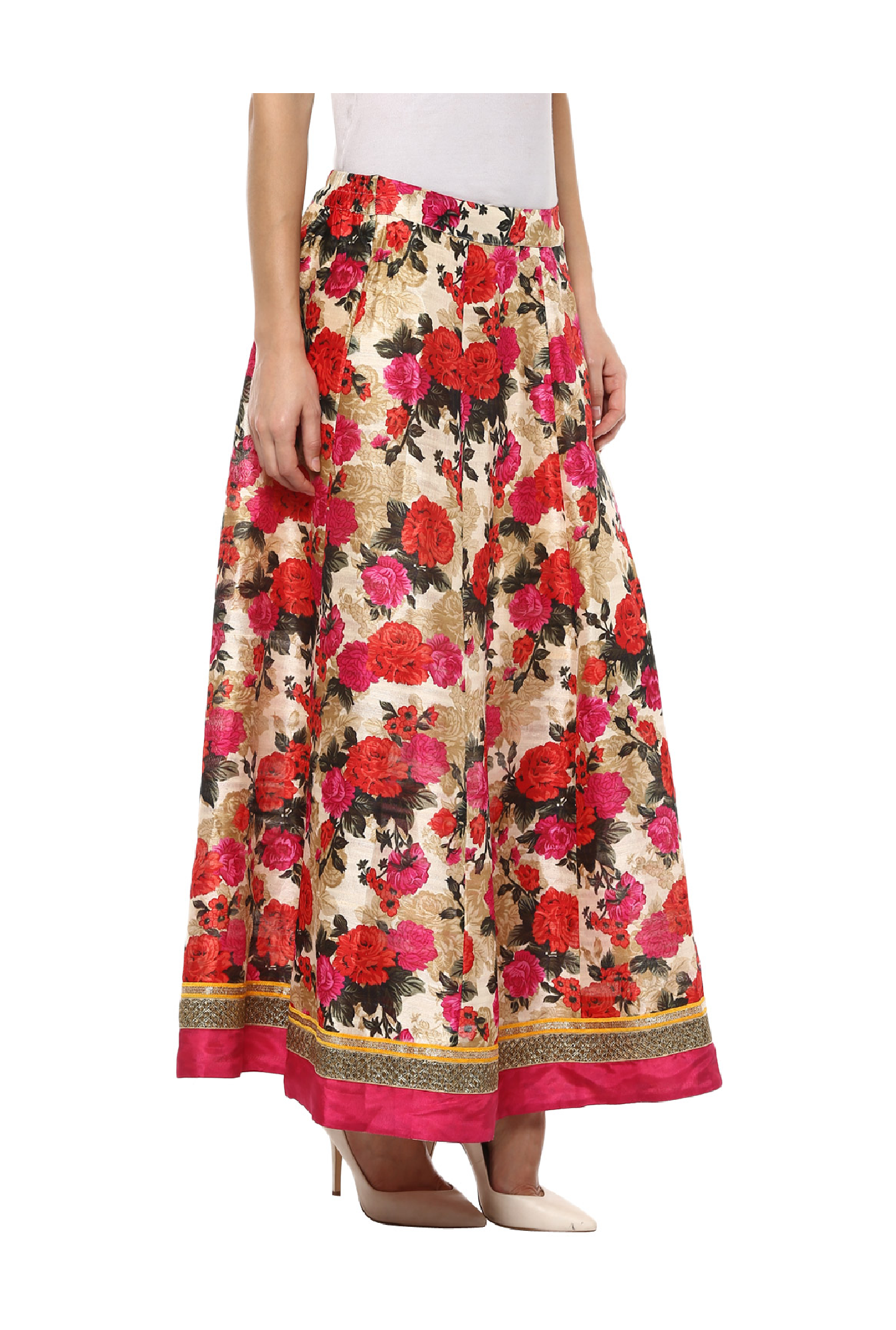 Fusion Beats Pink Floral Print Maxi Skirt