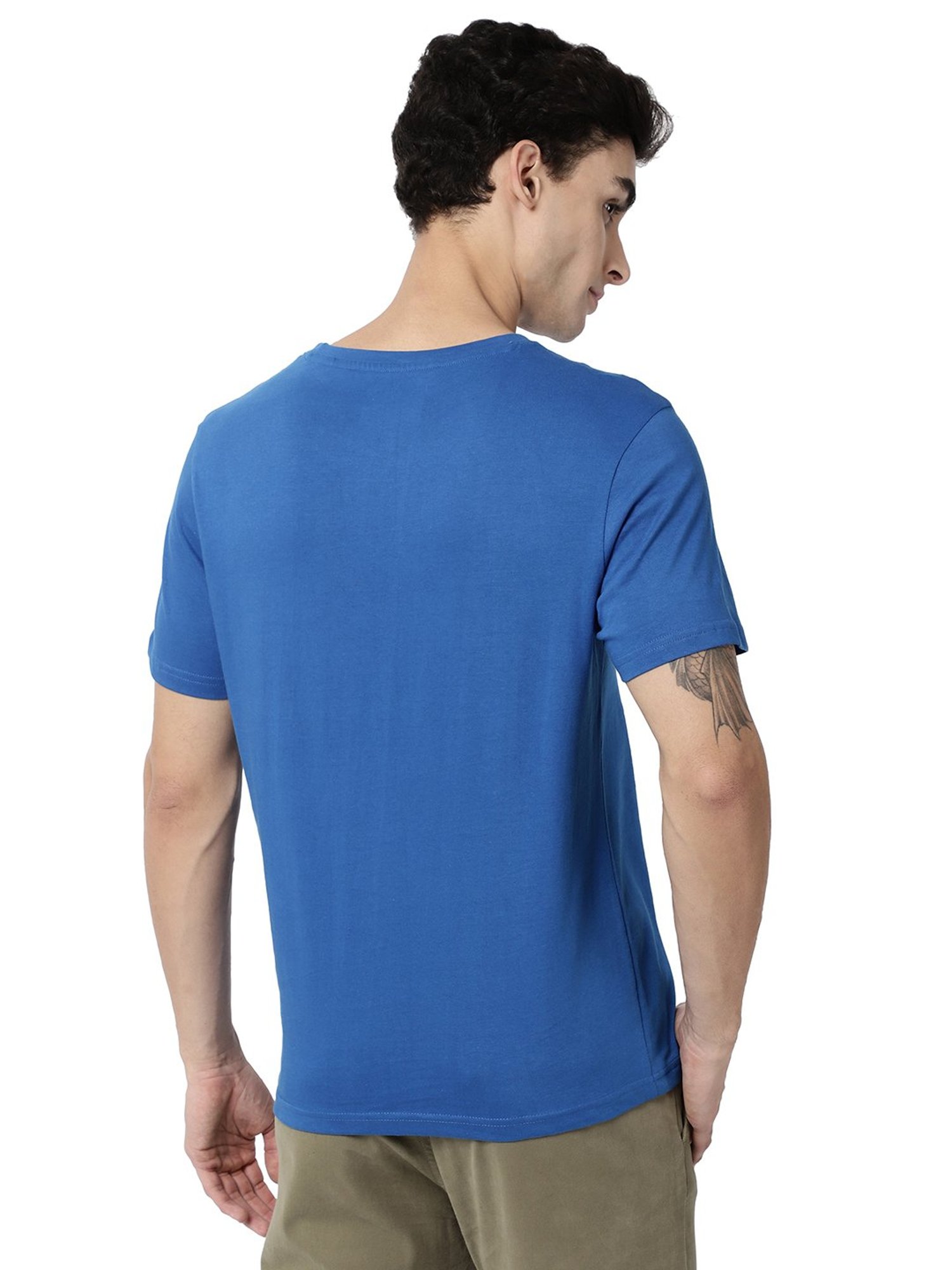 AD by Arvind Royal Blue Crew T-Shirt