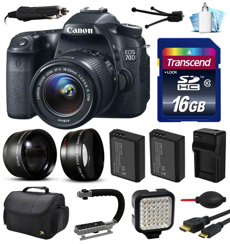 Canon EOS 70D DSLR SLR Digital Camera with 18-55mm Lens (16GB Essential Bundle)