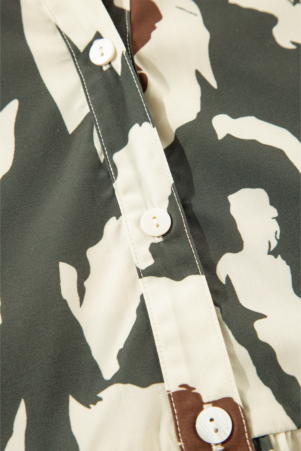 White Frill Mock Neck Sleeveless Tiered Floral Dress