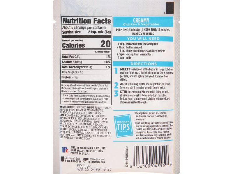 McCormick ONE Creamy Chicken Sheetpan Seasoning Mix - 1oz