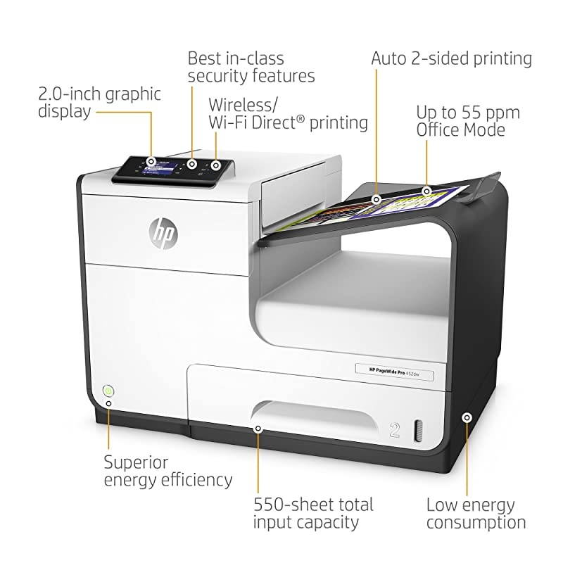 PageWide Pro 452dw Color Business Printer, Wireless & 2-Sided Duplex Printing (D3Q16A)