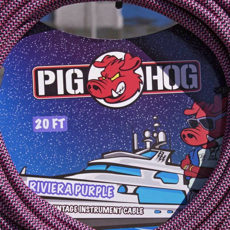4-Pack Pig Hog Riviera Purple Woven High Performance XLR Microphone Cable, 20 Ft