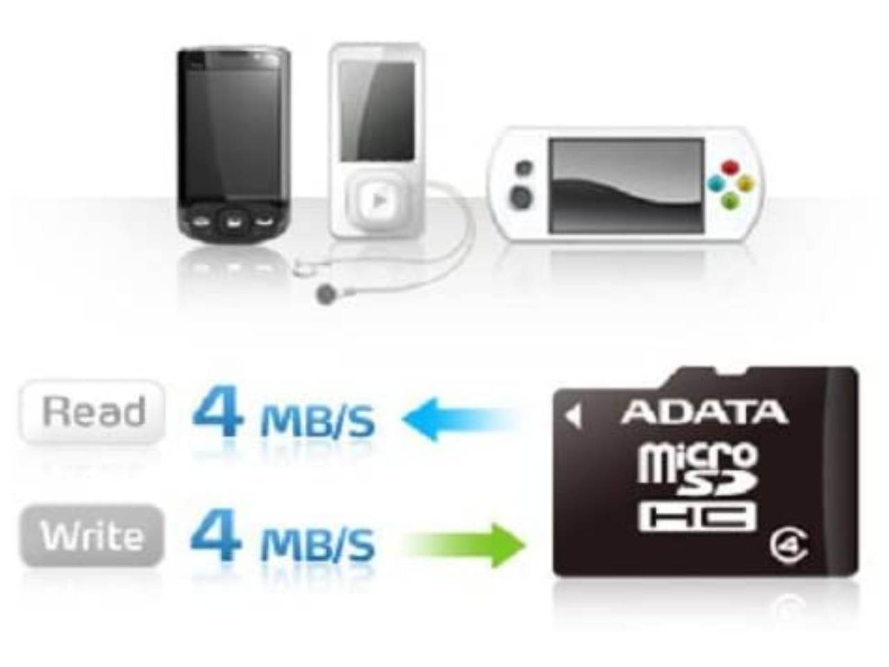 ADATA 16GB microSDHC Flash Card with Adapter Model AUSDH16GCL4-RA1