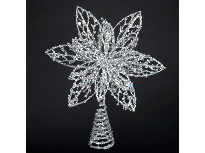Kurt S. Adler 10.5" Seasons of Elegance Poinsettia Star Christmas Tree Topper