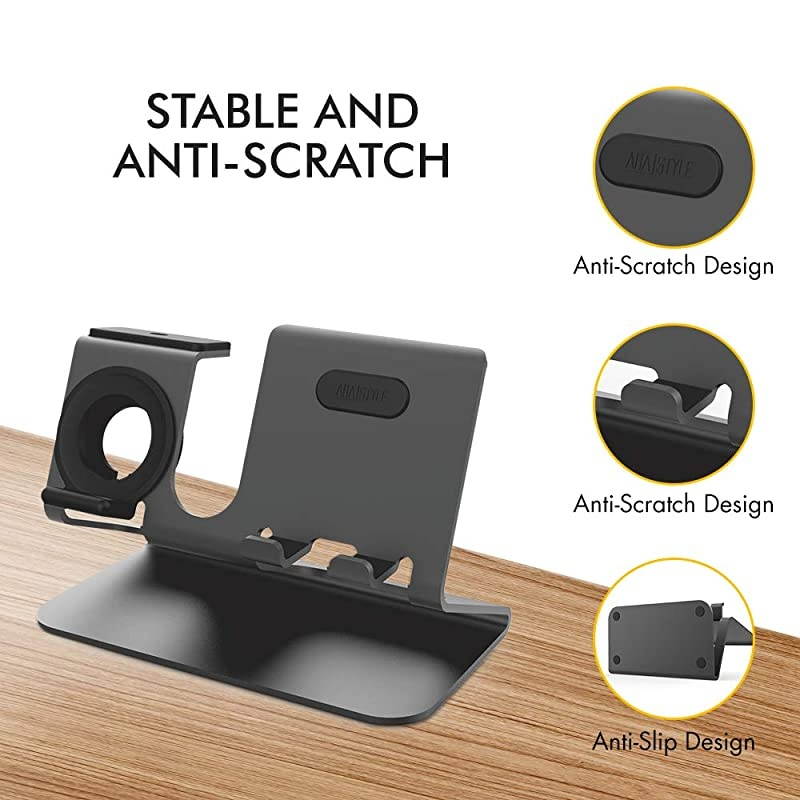 3 in 1 Charging Station Holder for Apple Watch, Aluminum Desktop Holder for Cell Phone, AirPods Pro/AirPods 2/ AirPods and Apple Watch Series SE/6/5/4/3/2/1(Rose Gold)