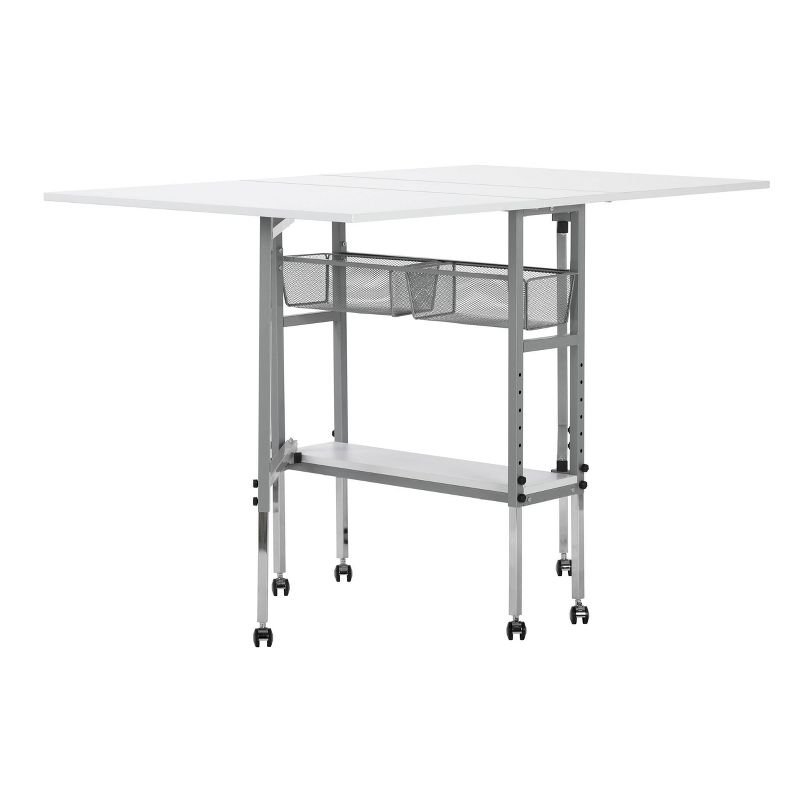 Sew Ready Adjustable Height Hobby and Craft Table with Drawers Silver/White - Studio Designs