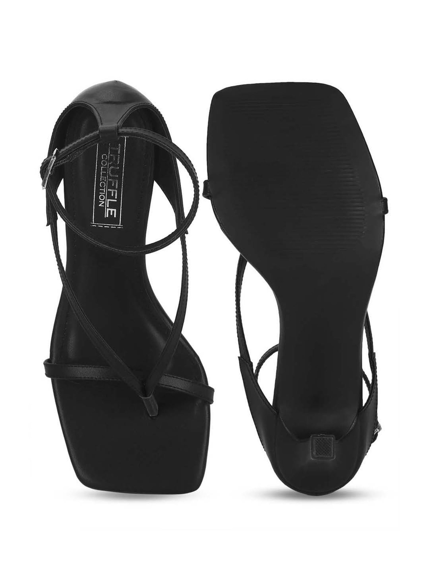 Truffle Collection Women's Black Ankle Strap Stilettos