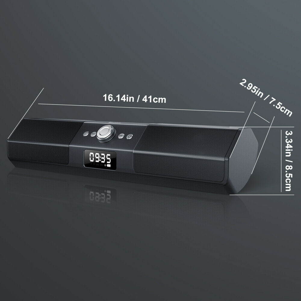 Foxnovo Sound Bar Wireless Speakers: 105dB Deep Bass Soundbar - with Sound Guide Port Home Theater Audio TV Soundbar - with 1.8" LCD Display Noise Filter Sound Bars for TV/PC/Cellphone/Tablets