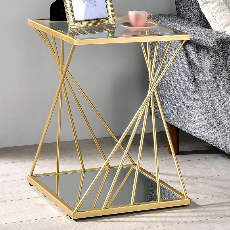 Rathlin Glass Top Side Table with Glass Top Gold - miBasics
