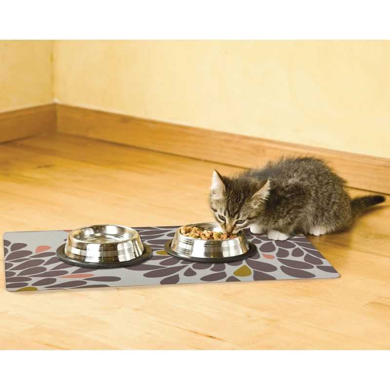 Drymate Dog and Cat Feeding Placemat - Floral Brown & Coral