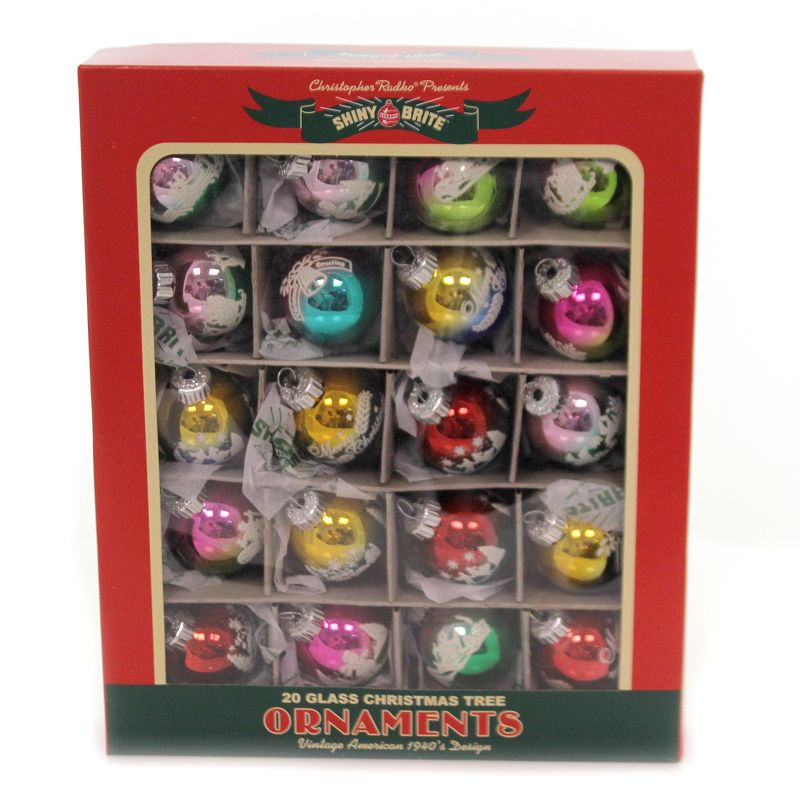 Shiny Brite 1.5" Ombre Flocked Rounds Set / 20 Ornament Christmas Confetti  -  Ornament Sets