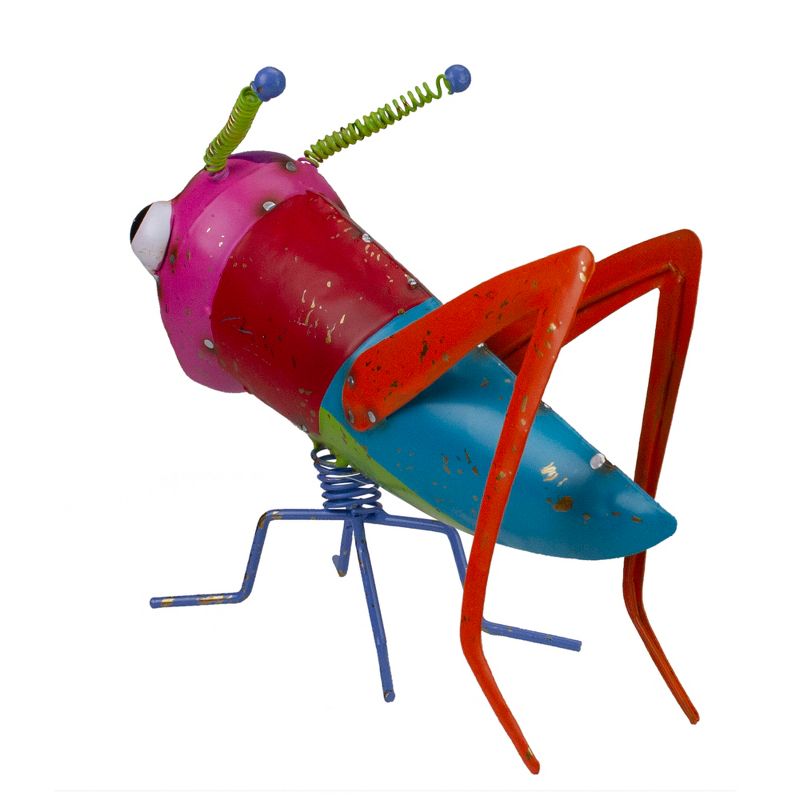 Darice 10.6" Multicolored Iron Weathered Grasshopper Outside Garden Decoration