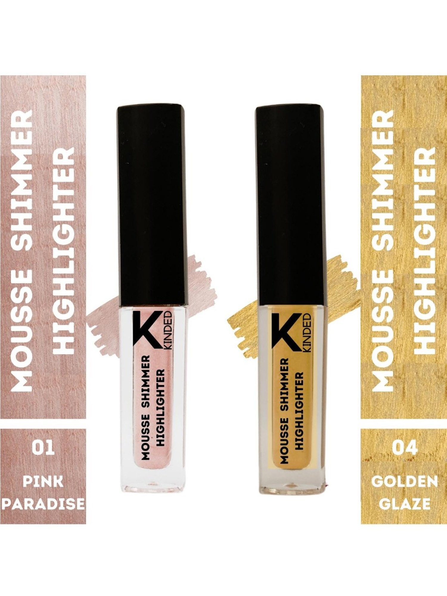 KINDED Mousse Shimmer Highlighter 01 Pink Paradise & 04 Golden Glaze Combo