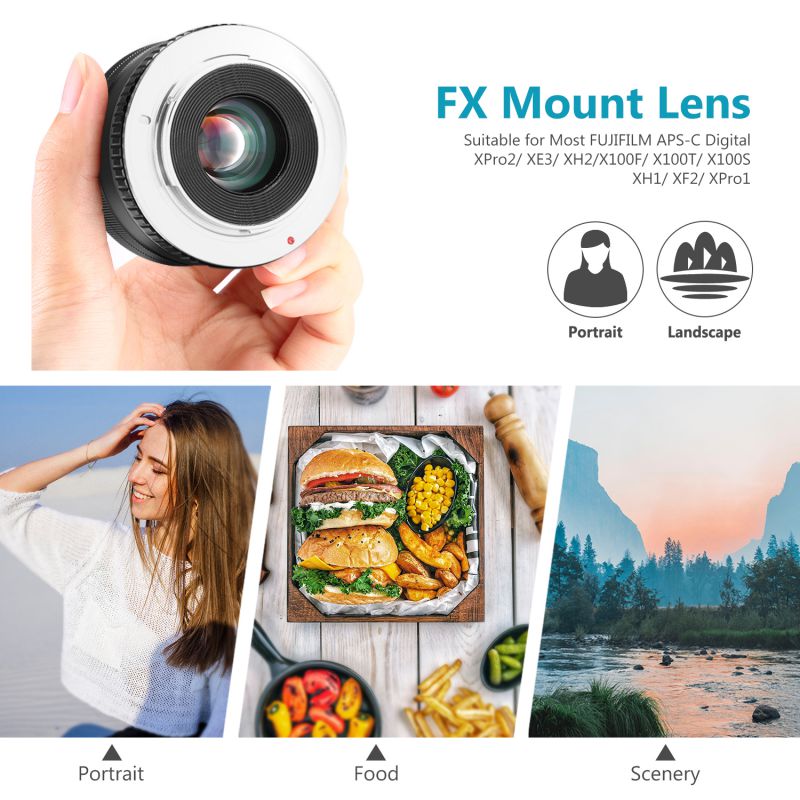 Neewer 35mm F1.2 Large Aperture Prime APS-C Aluminum manual focus  Lens for Fuji X Mount Mirrorless Cameras X-A1 X-A10 X-A2 X-A3 X-AT X-M1 X-M2 X-T1 X-T10 X-T2 X-T20 X-Pro1 X-Pro2 X-E1 X-E2 X-E2s