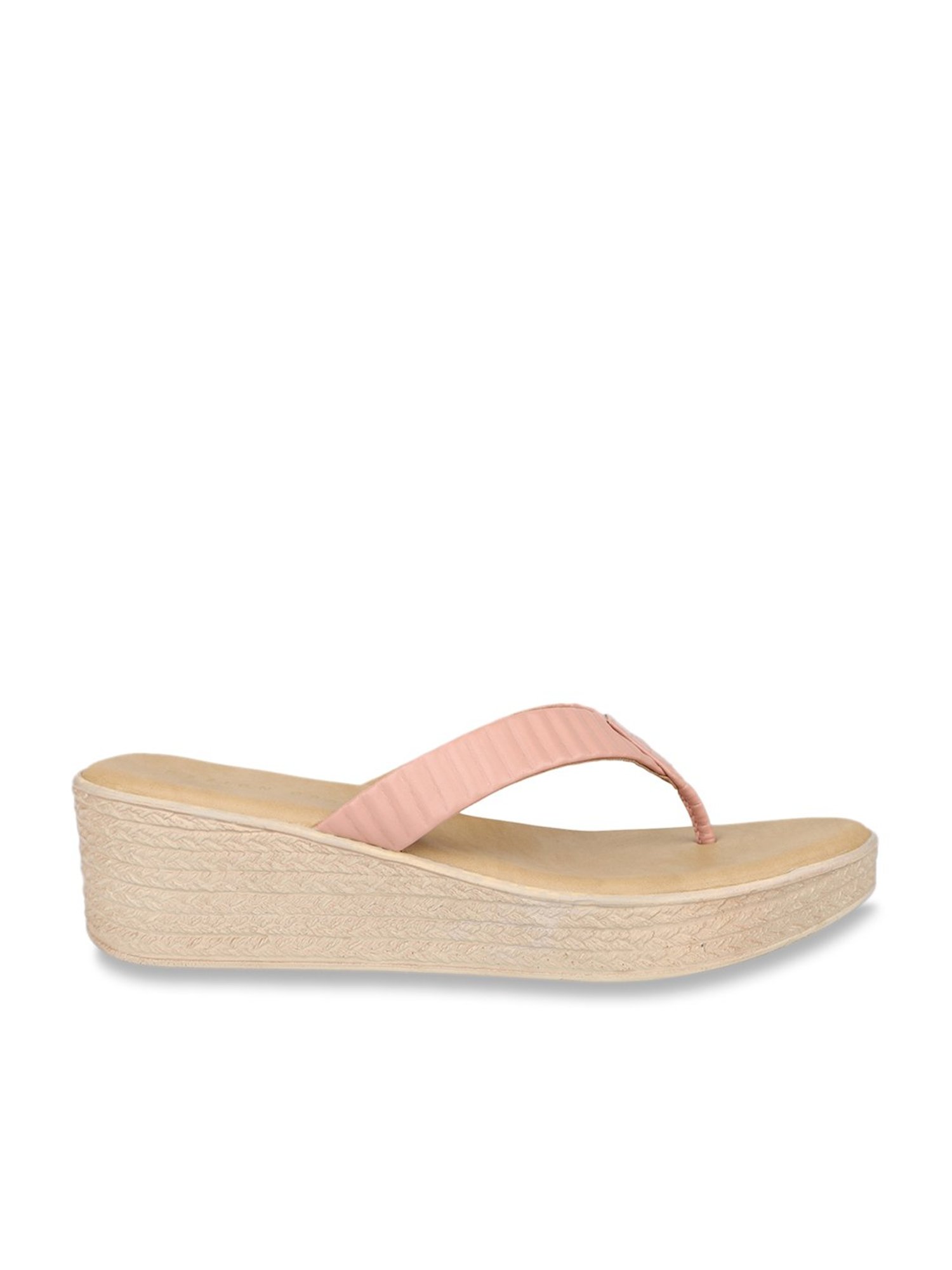 Design Crew Women's Pink Thong Wedges