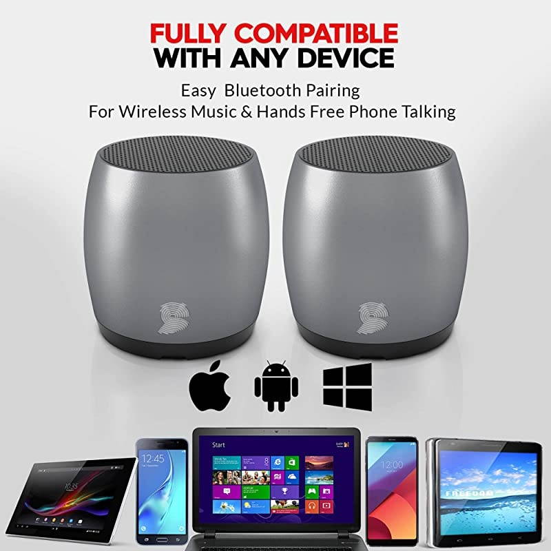 Pack HeadSound GPortable Wireless Bluetooth Speakers Latest Powerful Dual True Wireless Mini Speaker Set wSurround HD Sound Instant Pairing wBuilt in Mic HandsFree Calls for Home Office