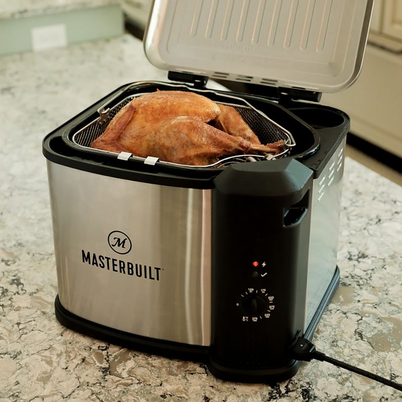 Masterbuilt MB20012420 Butterball XL 10 Liter Electric 3-in-1 Deep Fryer Boiler Steamer Cooker with Basket for Versatile Kitchen Fry Cooking, Silver