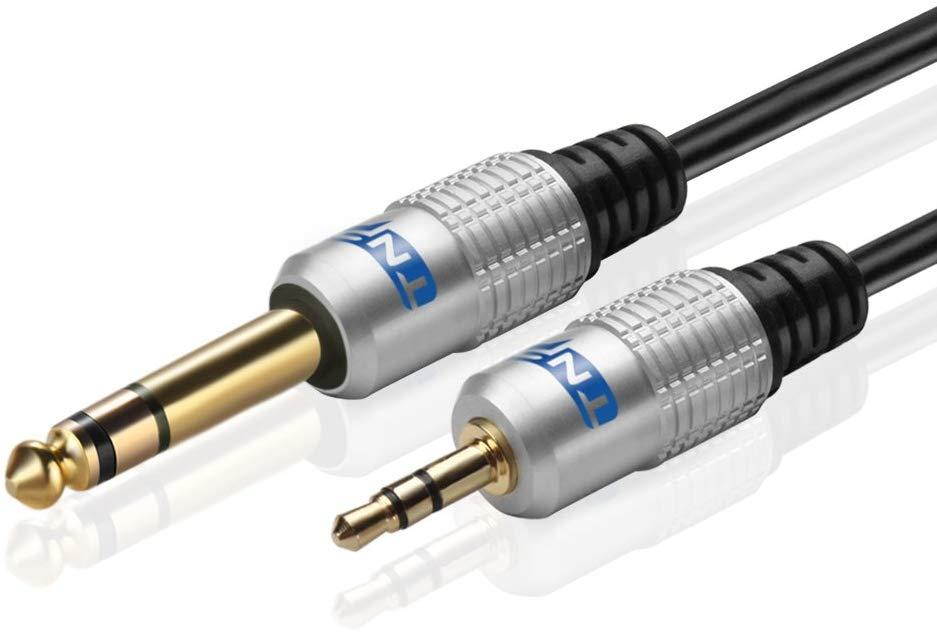 TNP Premium 6.35mm 1/4" to 3.5mm 1/8" Cable Adapter (3FT) - Male to Male TRS Stereo Audio Jack Plug Wire Cord Bi-Directional with Gold Plated Connector for iPod, Laptop, Home Theater, Amplifiers