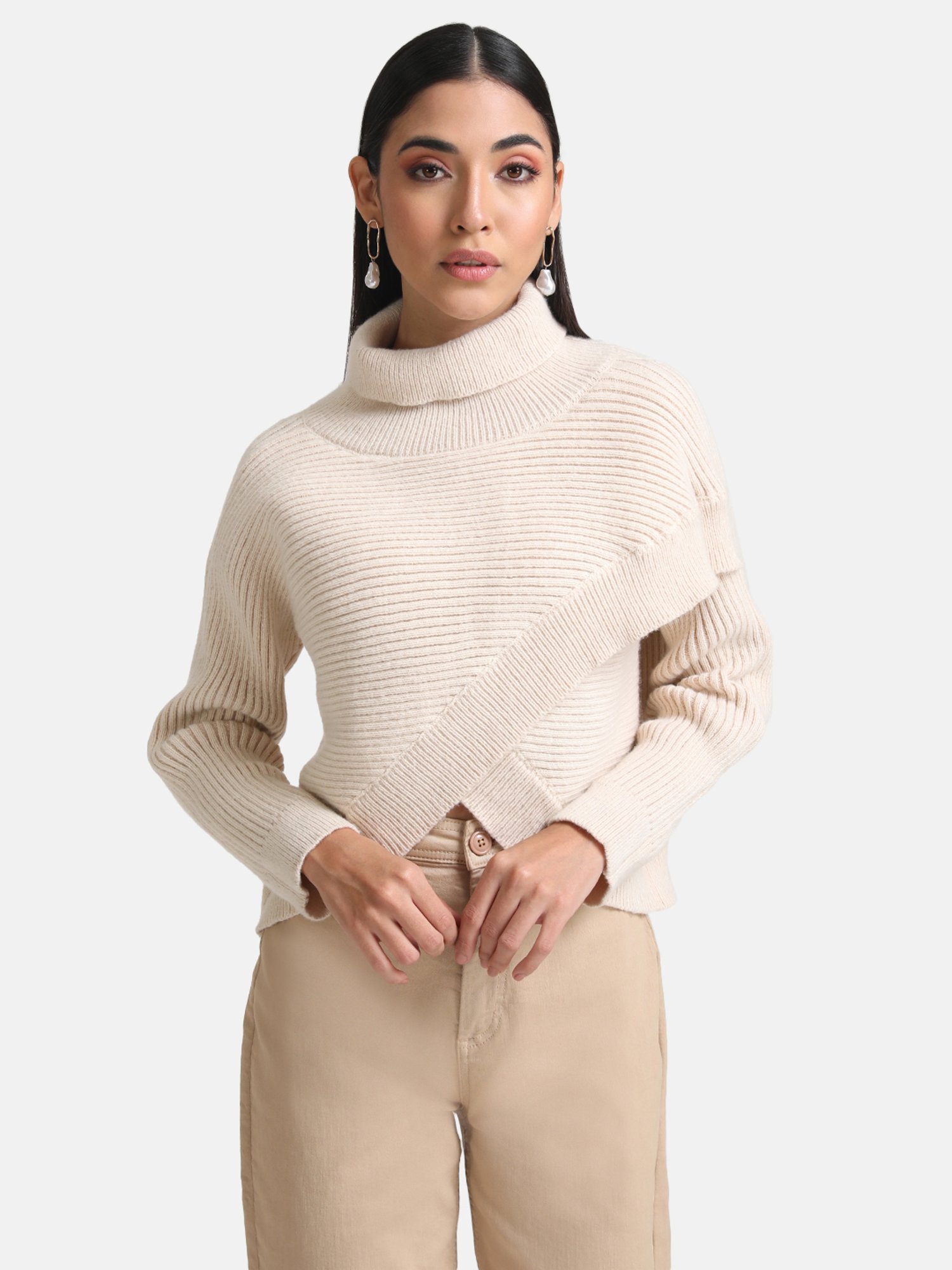 Kazo Reversible Wrap High Neck Pullover