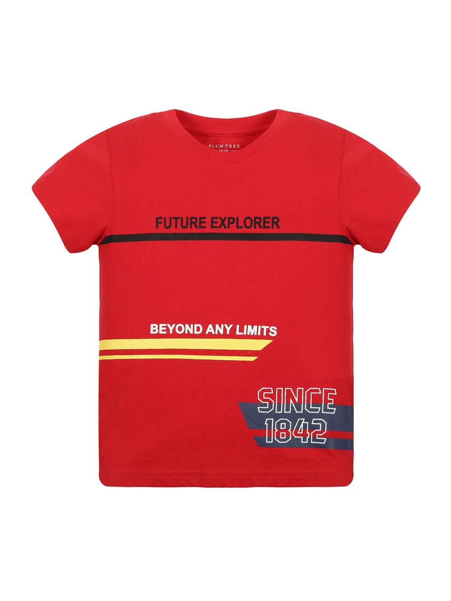 Plum Tree Boys White & Red Printed T-Shirt (Pack Of 2)