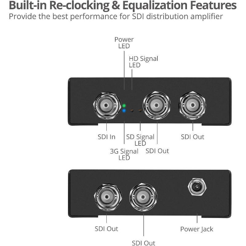 SIIG 1x4 3G-SDI Distribution Amplifier - 1920 x 1080 - 984 ft Maximum Operating Distance - Metal, Aluminum - TAA Compliant