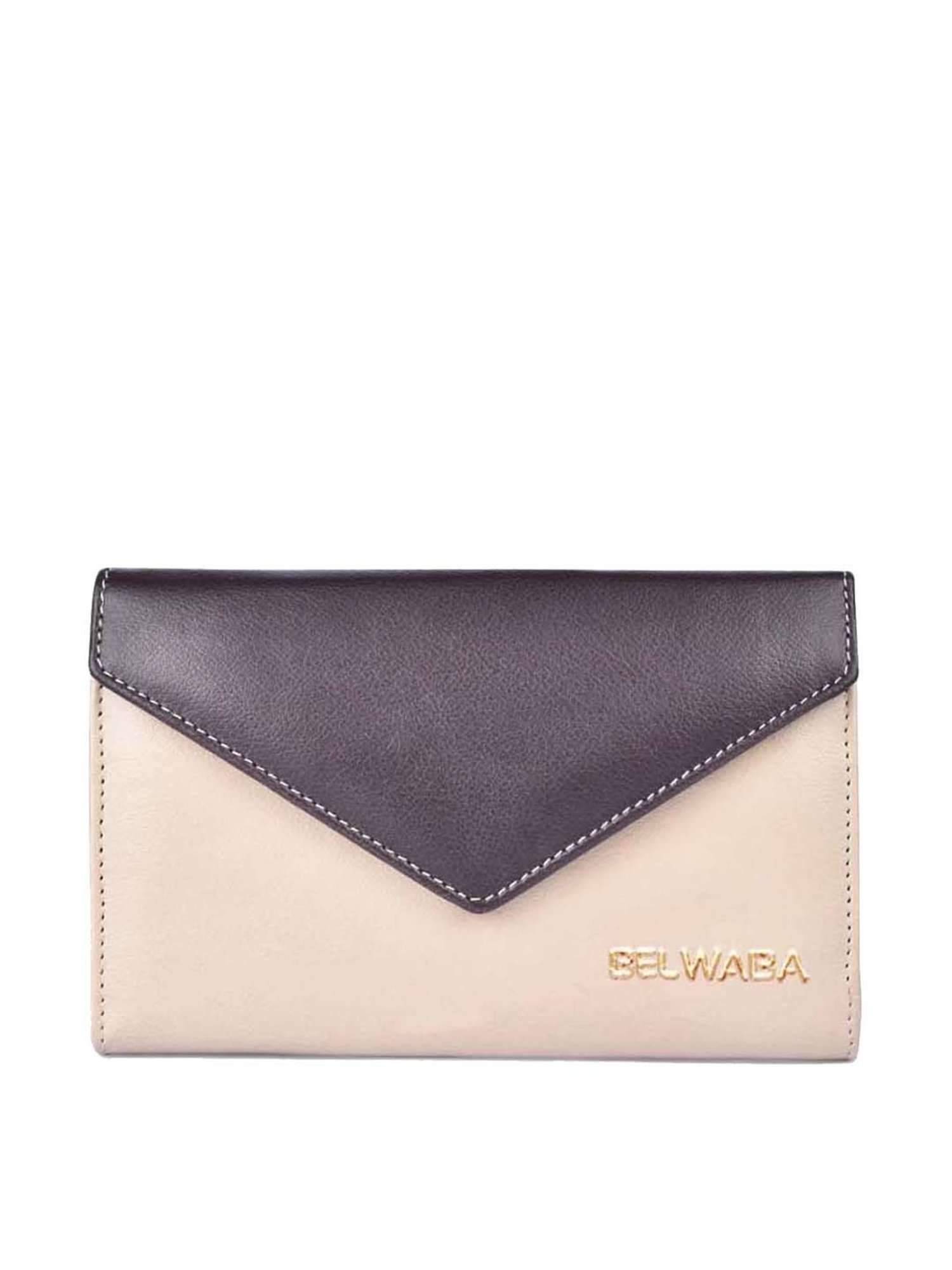 BELWABA Beige & Brown Color Block Wallet for Women