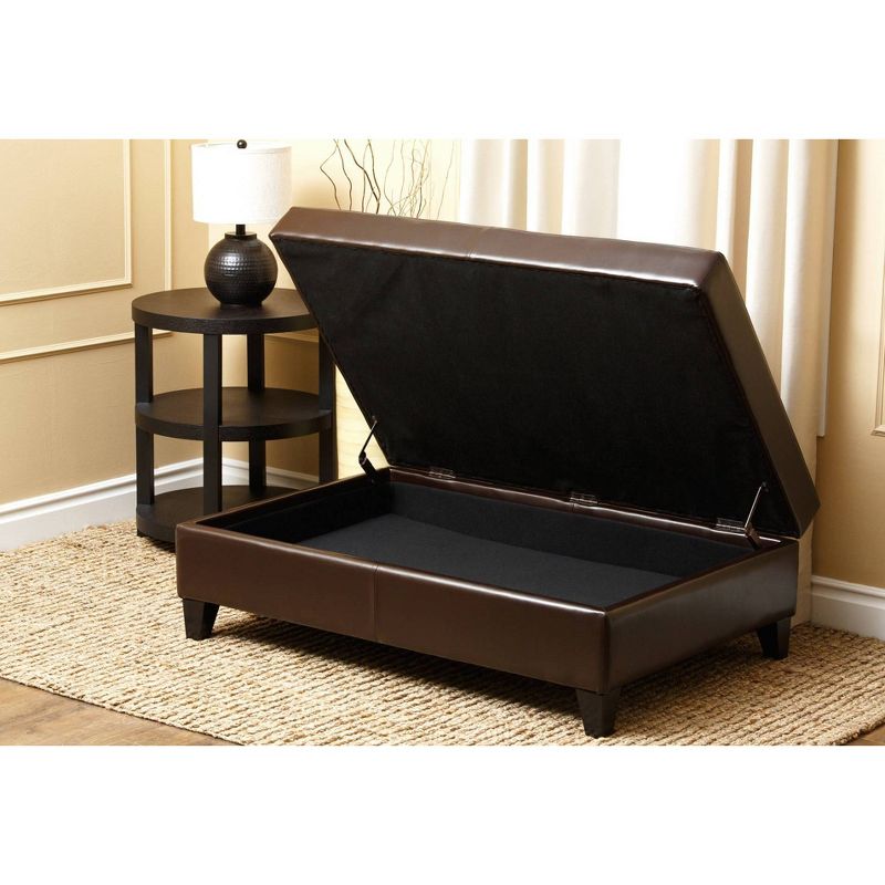 Dylan Bonded Leather Flip-Top Storage Ottoman Brown - Abbyson Living
