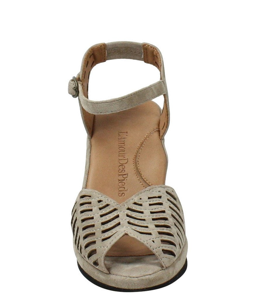 L'Amour Des Pieds Oanez Cut Out Suede Wedge Sandals