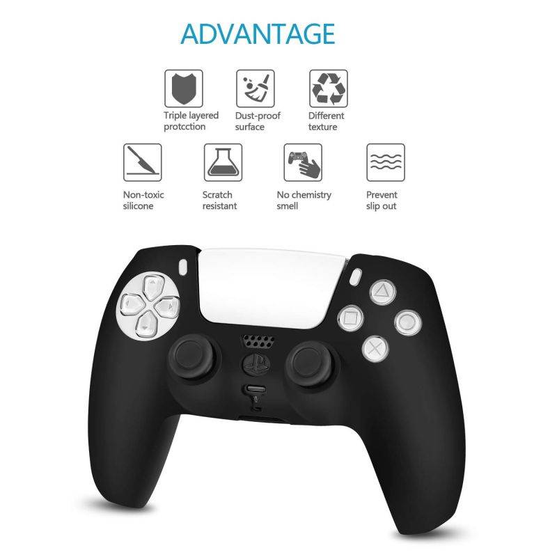 2 Pack Controller Skin and Thumb Grips for PS5 Controller,  Anti-Slip Silicone Cover Protector Case for Sony Playstation 5 Joystick/DualShock 5 with 12 Thumb Grips (Green and White)