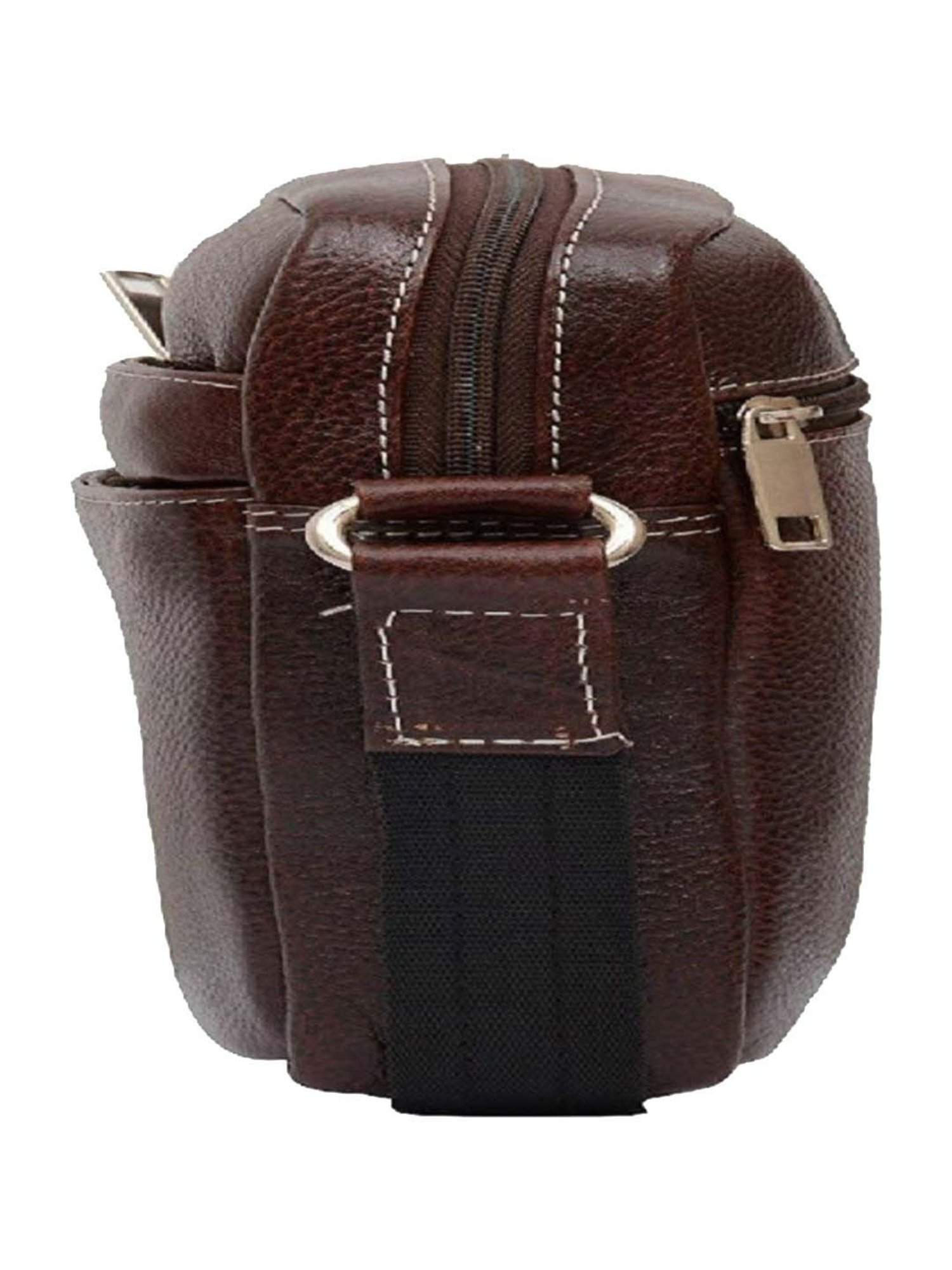 HiLEDER Brown Textured Small Leather 5.5 inch Cross Body Bag