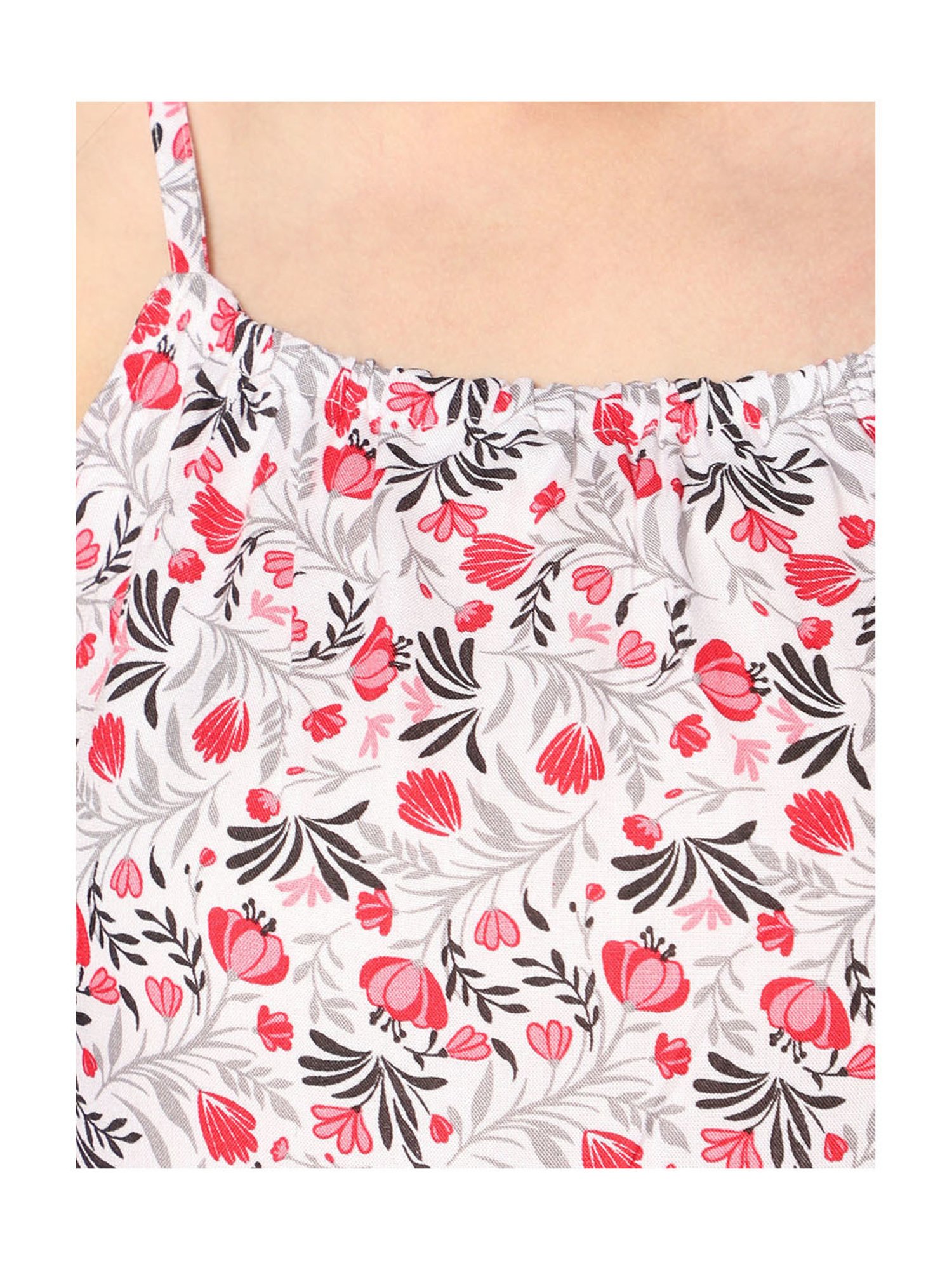 TeenTrums Girls White Printed Top