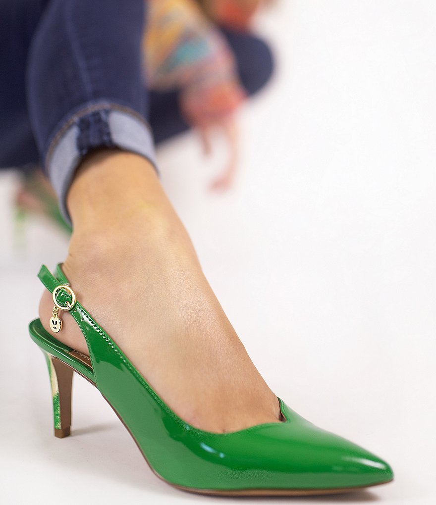 J. Renee Belamie Patent Slingback Pointed Toe Pumps