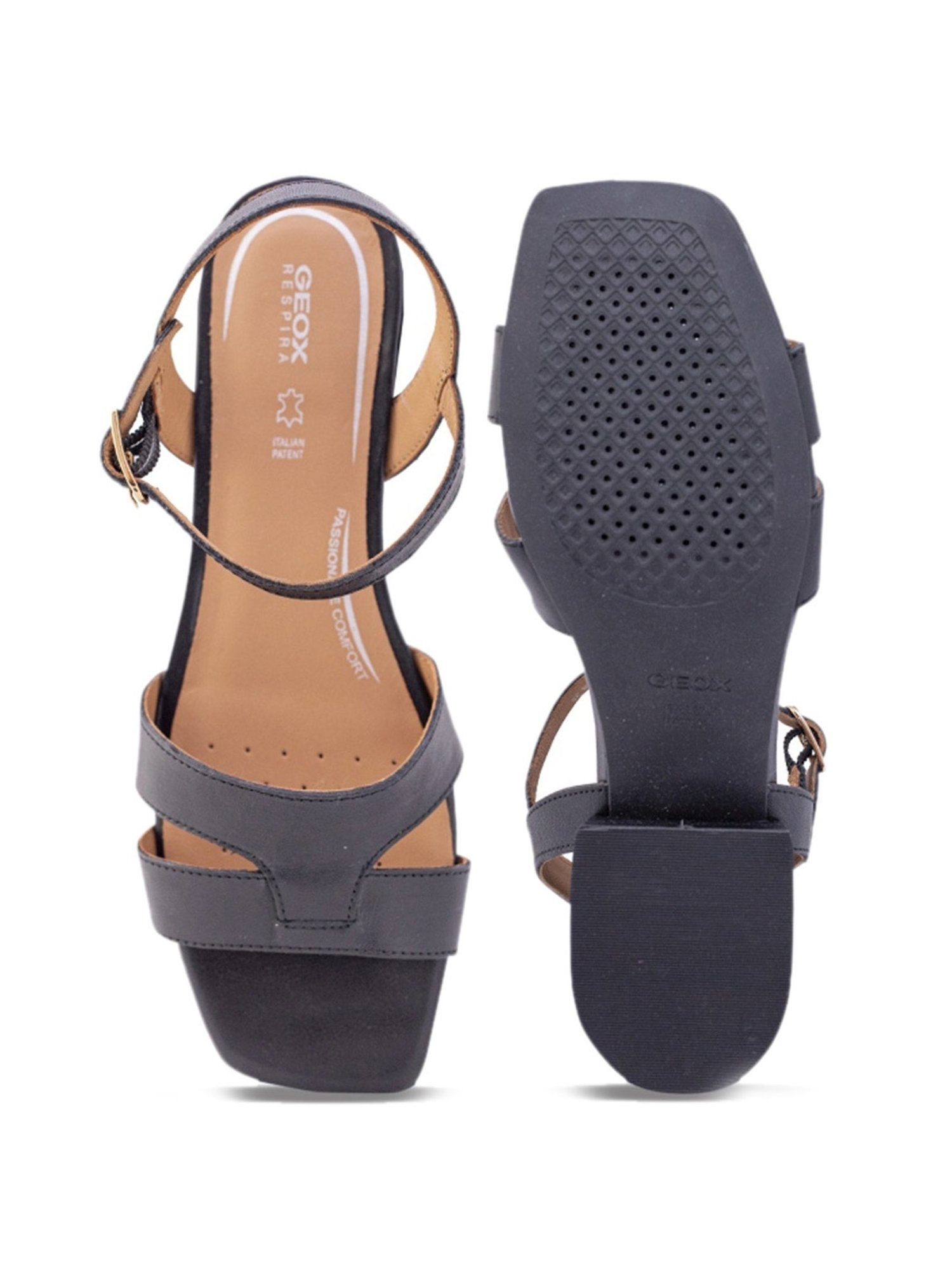 Geox Women's D Genziana 30 Black Ankle Strap Sandals