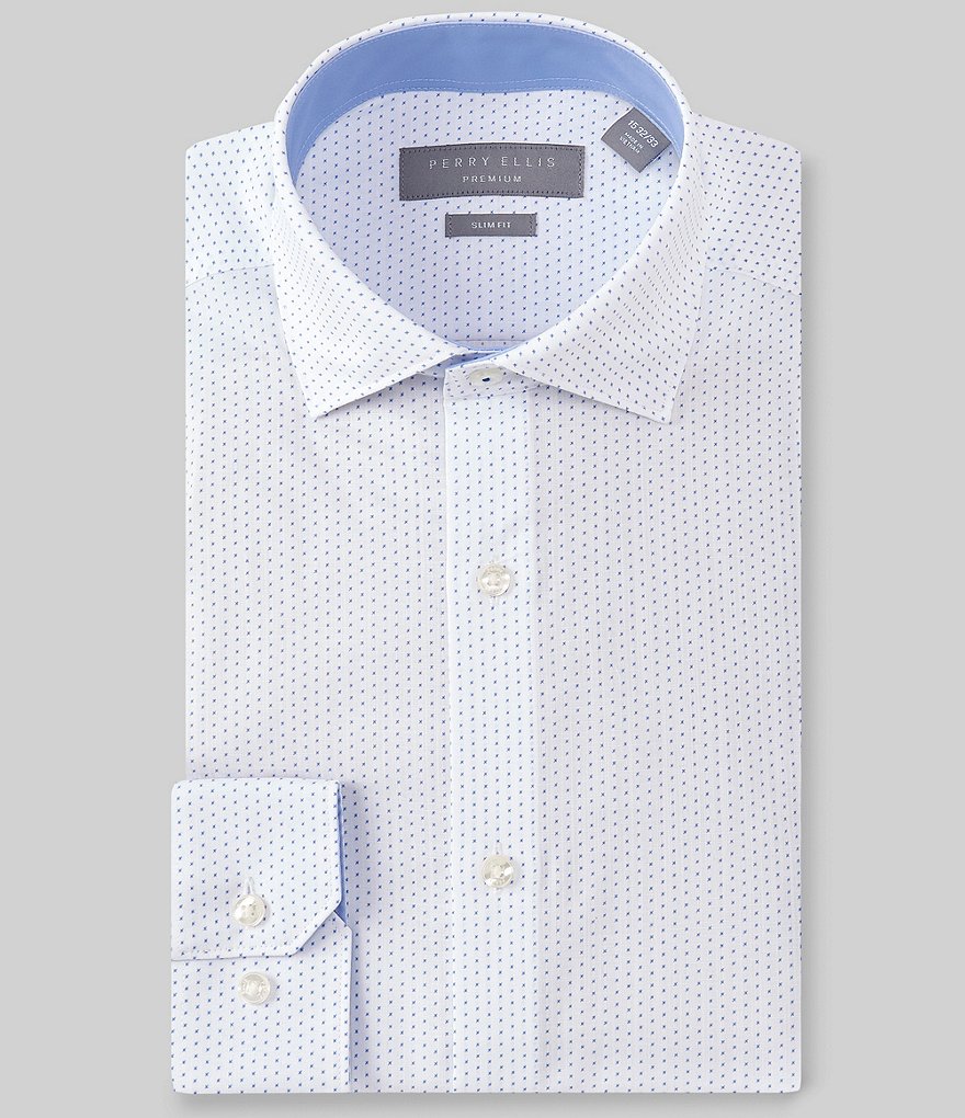 Perry Ellis Premium Non-Iron Slim Fit Spread Collar Printed Dress Shirt
