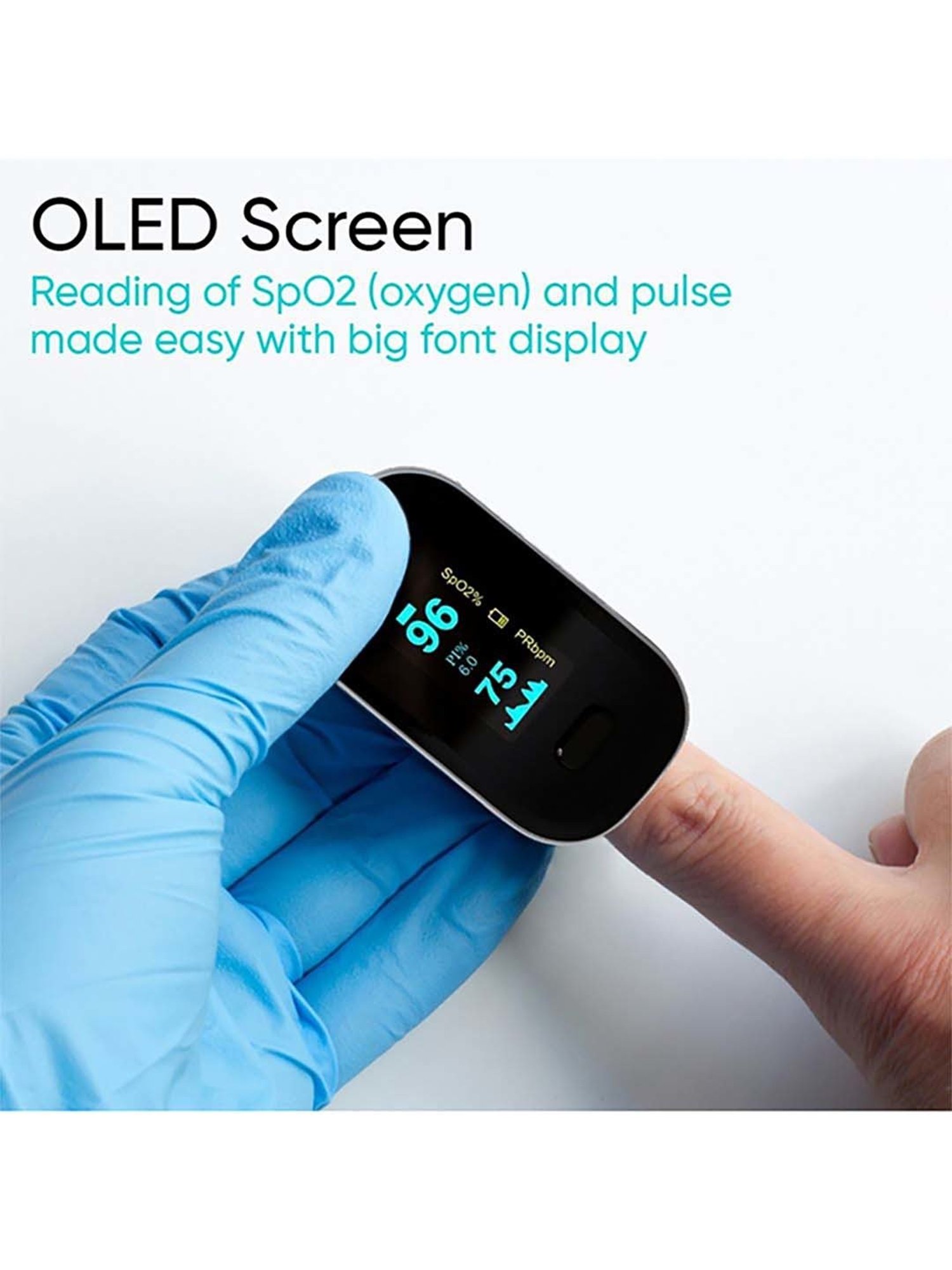 Ozocheck Fingertip Pulse Oximeter with OLED Screen (Black)