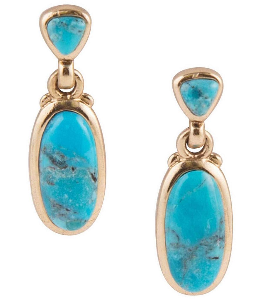Barse Bronze and Genuine Turquoise Drop Earrings