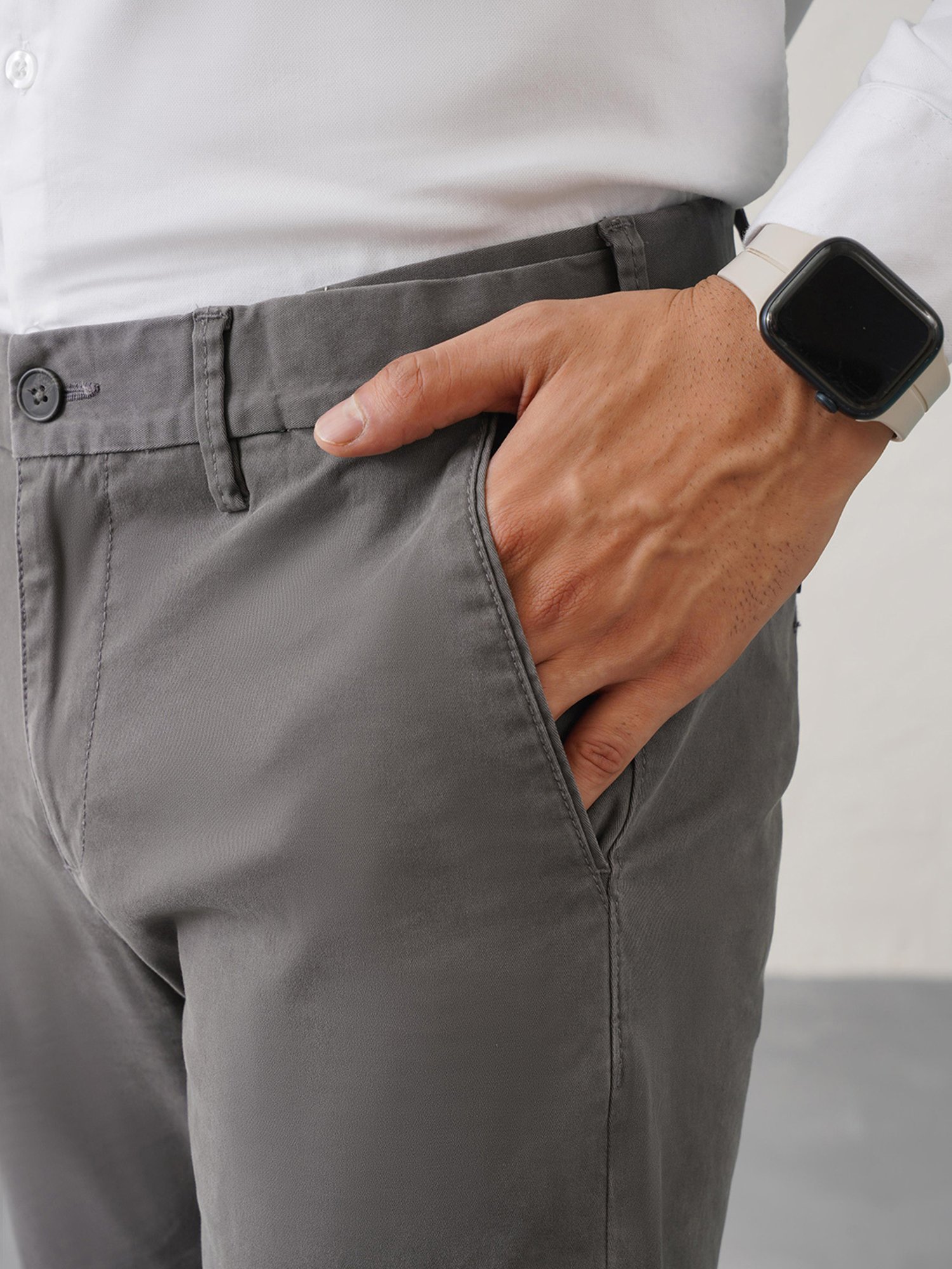 MinusOne Stone Grey Regular Fit Chinos