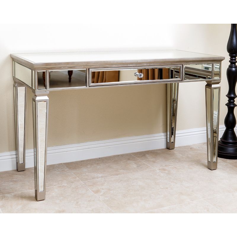Ofelia Mirrored Desk Silver - Abbyson Living