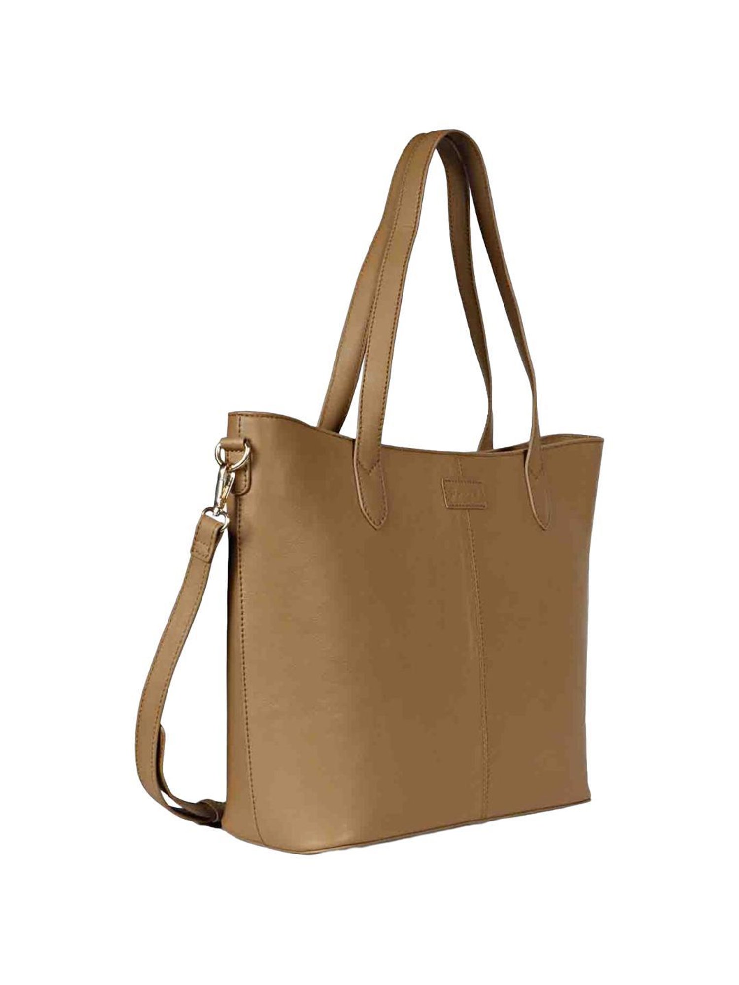 Favore Tan Solid Medium Tote Handbag