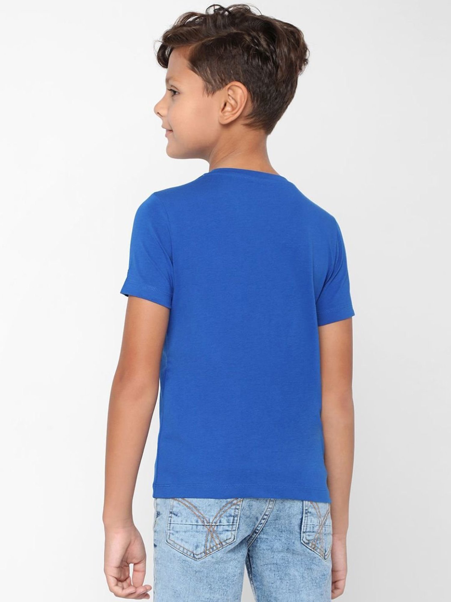 Gas Kids Blue Printed T-Shirt