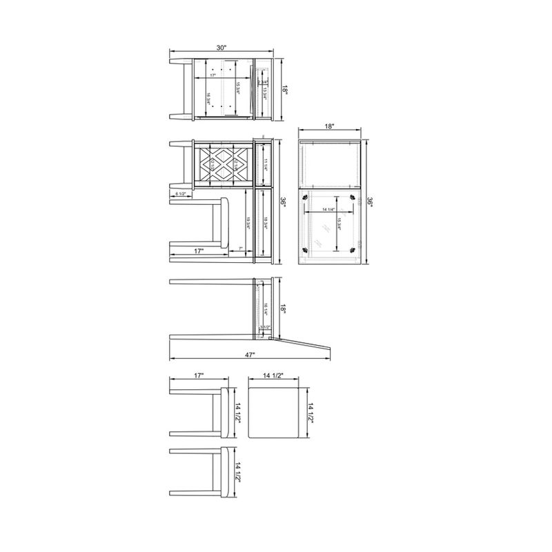 Silver Lattice Vanity Set - Linon