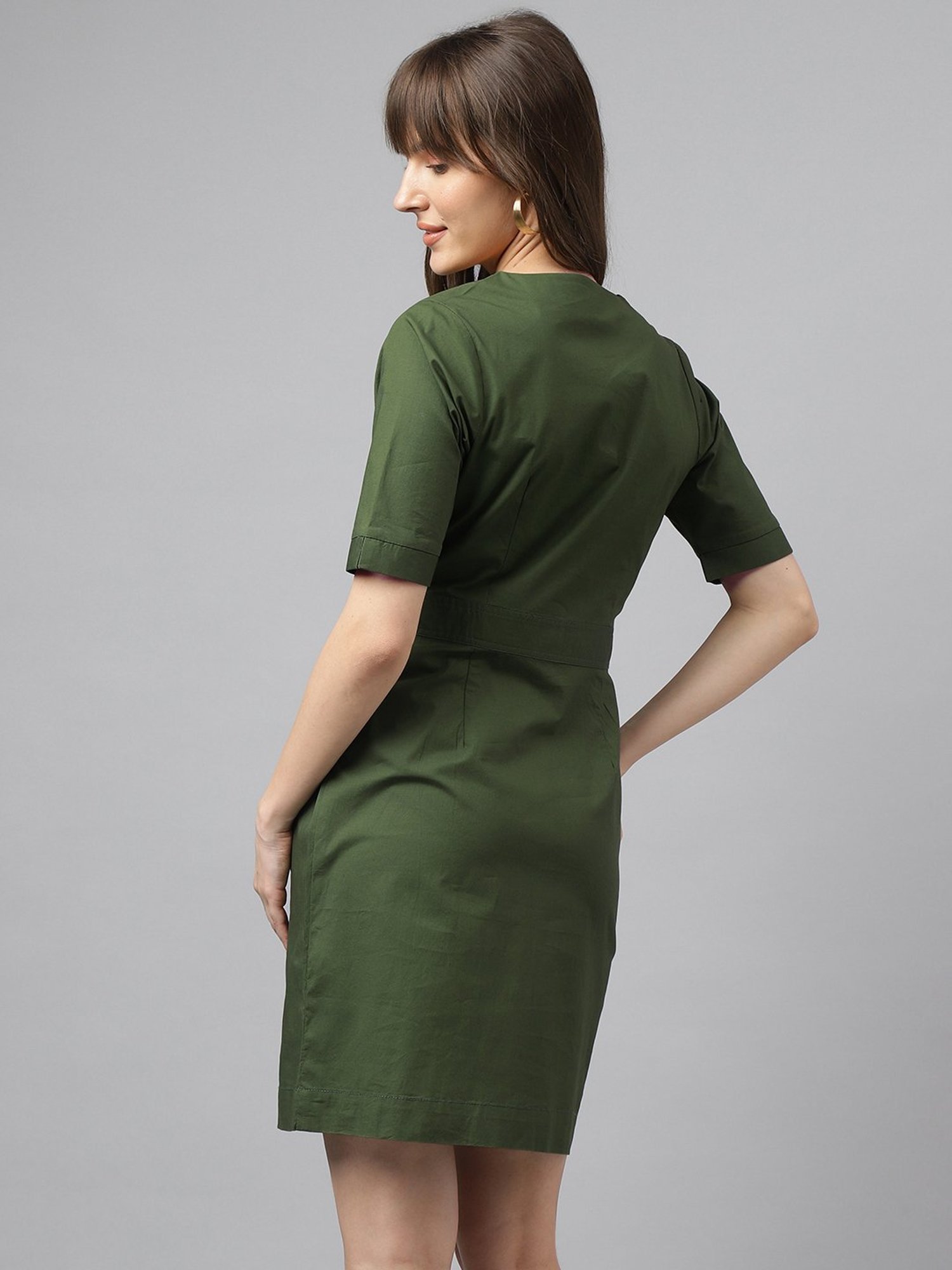 Latin Quarters Green Regular Fit A Line Dress