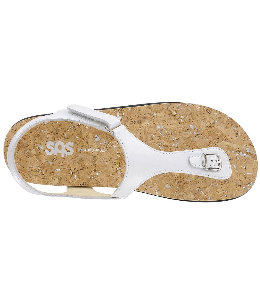 SAS Marina Leather Thong Wedge Sandals