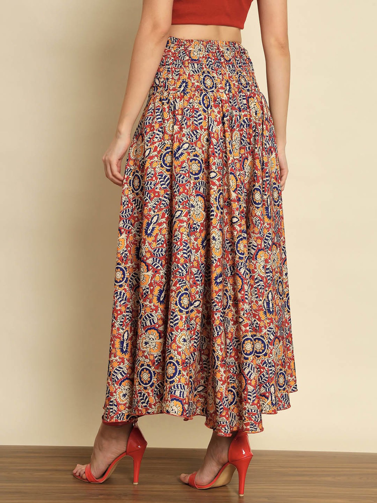 Trend Arrest Multicolor Printed Flared Fit High Rise Palazzos