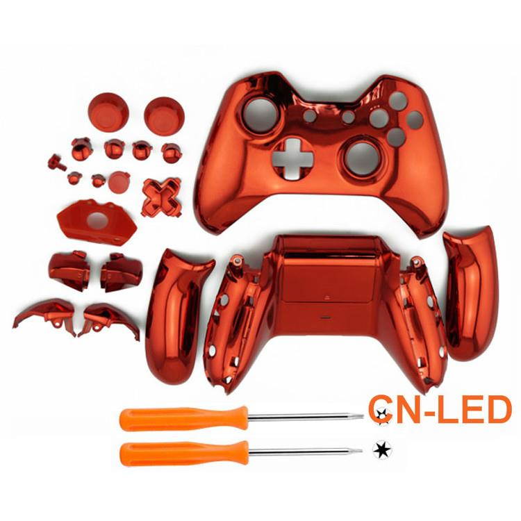 Xbox One full Chrome RED Shell housing with Button For Controller  - NO 3.5 Port