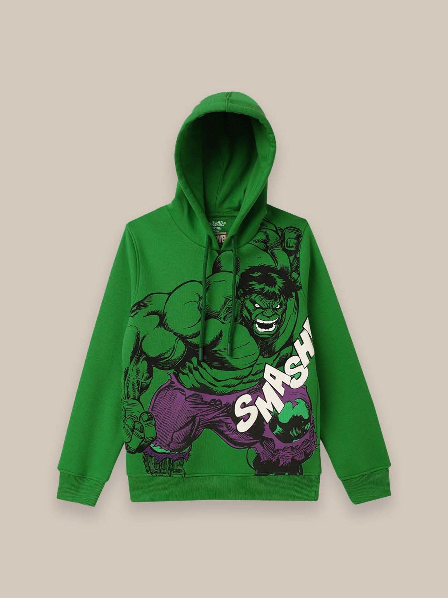 Kidsville Green Cotton Printed Full Sleeves Hulk Sweatshirt