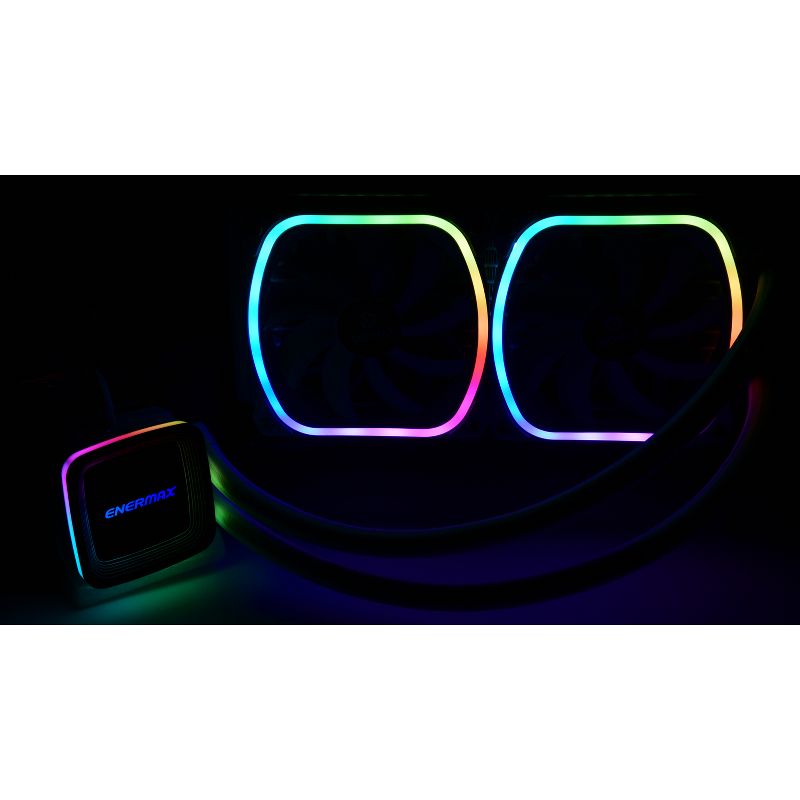 Enermax AQUAFUSION 240 ELC-AQF240-SQA-W Cooling Fan/Radiator/Water Block - 2 x 120 mm - 2 x 79.8 CFM - 32.6 dB(A) Noise - Liquid Cooler Cooler